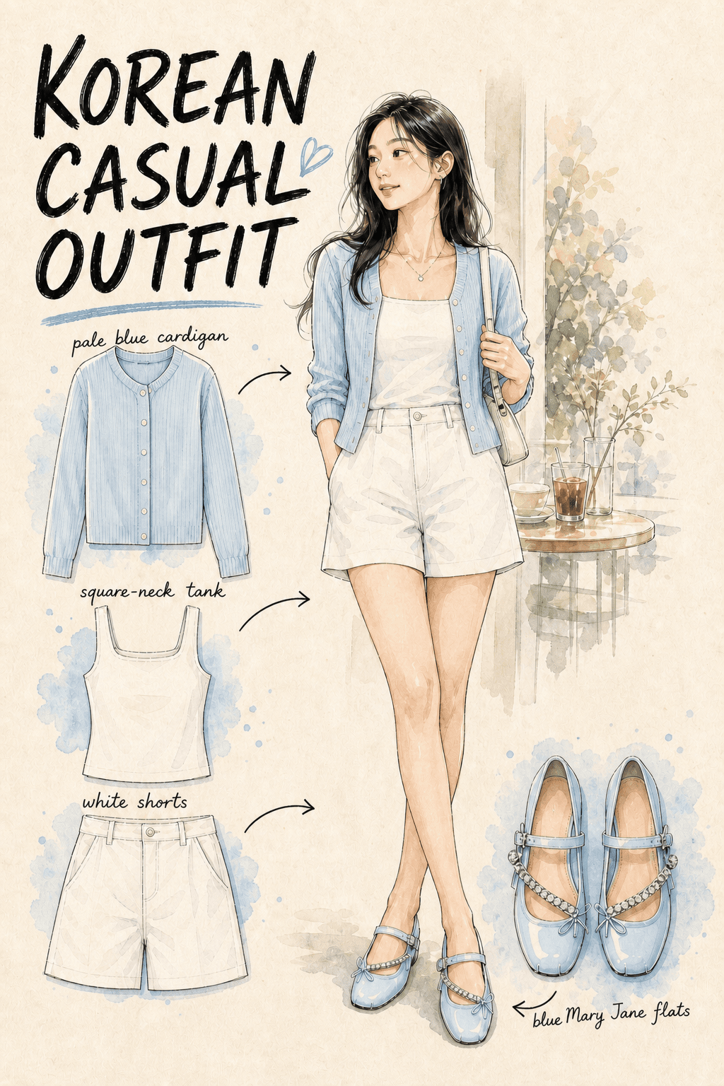 Blue Linen Cafe Outfit